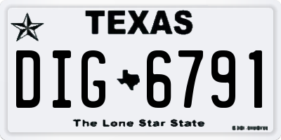TX license plate DIG6791