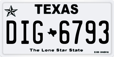 TX license plate DIG6793