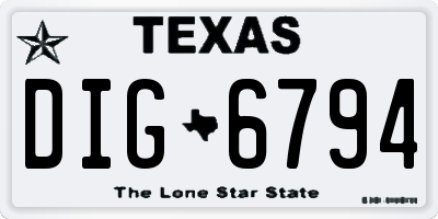 TX license plate DIG6794