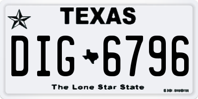 TX license plate DIG6796