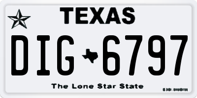 TX license plate DIG6797