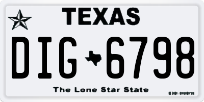 TX license plate DIG6798