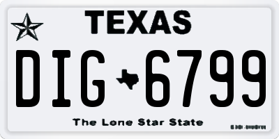 TX license plate DIG6799