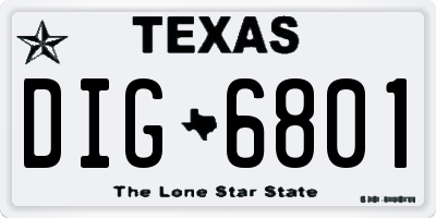 TX license plate DIG6801