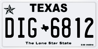 TX license plate DIG6812