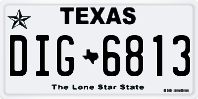 TX license plate DIG6813
