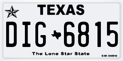 TX license plate DIG6815