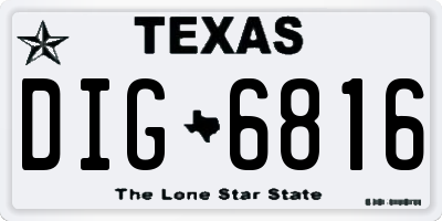 TX license plate DIG6816