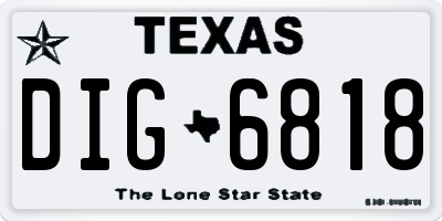 TX license plate DIG6818