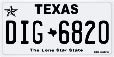 TX license plate DIG6820