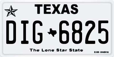 TX license plate DIG6825