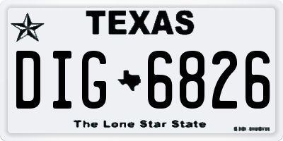 TX license plate DIG6826