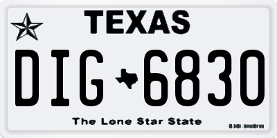 TX license plate DIG6830