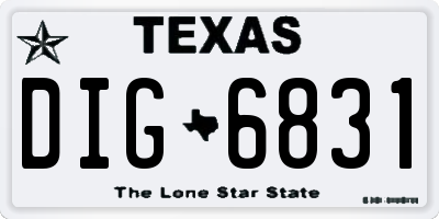 TX license plate DIG6831