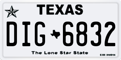TX license plate DIG6832