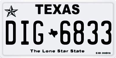TX license plate DIG6833