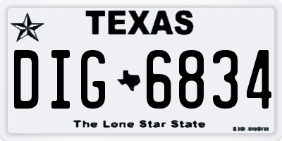 TX license plate DIG6834