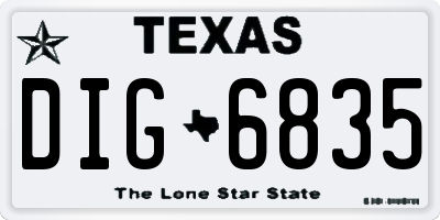 TX license plate DIG6835