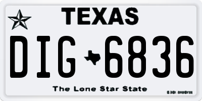 TX license plate DIG6836
