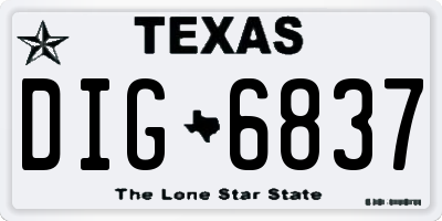 TX license plate DIG6837