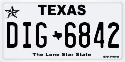 TX license plate DIG6842