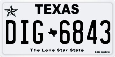 TX license plate DIG6843