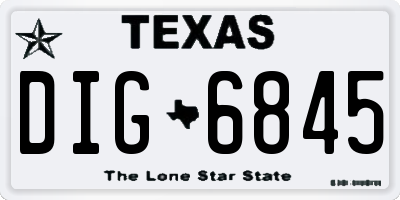 TX license plate DIG6845