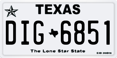TX license plate DIG6851