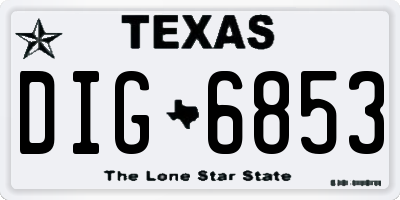 TX license plate DIG6853
