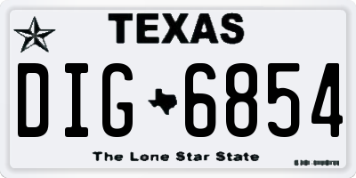 TX license plate DIG6854