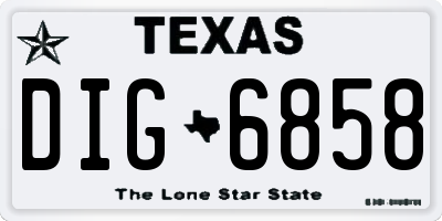 TX license plate DIG6858