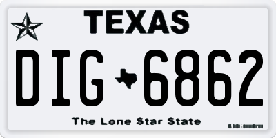 TX license plate DIG6862