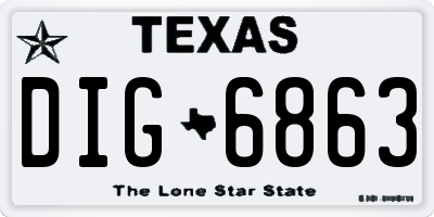 TX license plate DIG6863