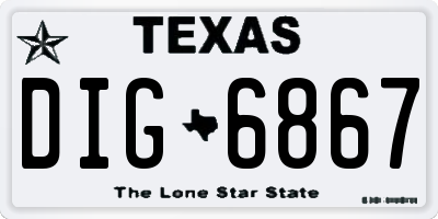 TX license plate DIG6867
