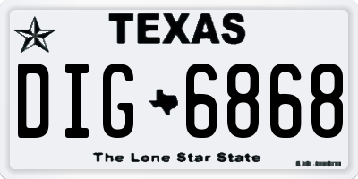TX license plate DIG6868