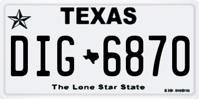 TX license plate DIG6870