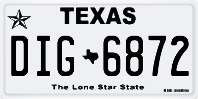 TX license plate DIG6872
