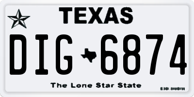 TX license plate DIG6874