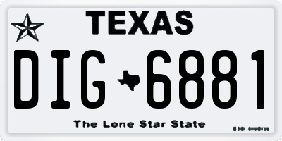 TX license plate DIG6881