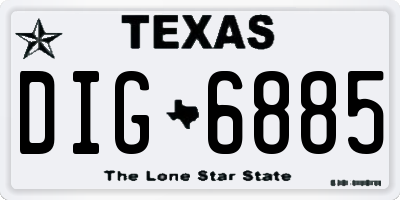 TX license plate DIG6885