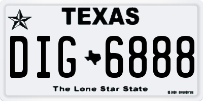 TX license plate DIG6888