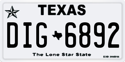 TX license plate DIG6892