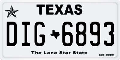 TX license plate DIG6893