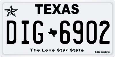 TX license plate DIG6902