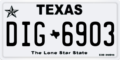 TX license plate DIG6903