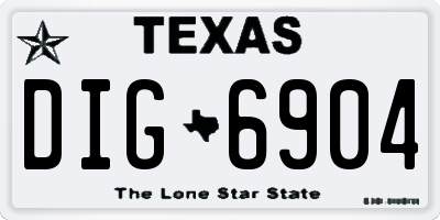 TX license plate DIG6904