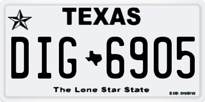 TX license plate DIG6905