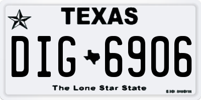 TX license plate DIG6906