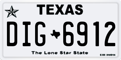 TX license plate DIG6912