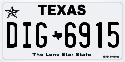 TX license plate DIG6915